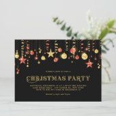 Invitation Faux Gold & Red Parties scintillant Ornements Noël (Debout devant)