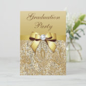 Invitation Faux Gold Sequins et Bow Girls Graduation Party (Debout devant)