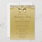 Invitation Faux Gold Sequins et Bow Girls Graduation Party (Dos)