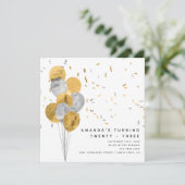 Invitation Faux Gold & Silver Foil Anniversaire adulte modern (Debout devant)