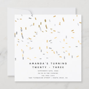 Invitation Faux Gold Silver Modern arrose l'anniversaire des 