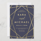 Invitation Faux Gold sur le Mariage géométrique moderne de la (Devant)