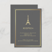 Invitation Faux Gold Tour Eiffel Gray Réception de mariage (Devant / Derrière)