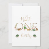 Invitation Faux Gold Wild One Floral Safari Anniversaire (Dos)