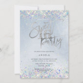 Invitation Faux Hologram Sweet 16 Diamond Doré Dusty Blue (Devant)