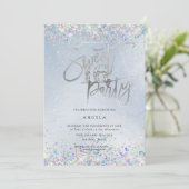 Invitation Faux Hologram Sweet 16 Diamond Doré Dusty Blue (Debout devant)