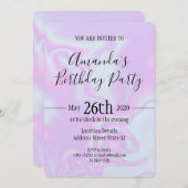 Invitation Faux holographique iridescente unicorne texture de (Devant / Derrière)