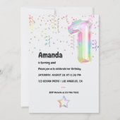 Invitation Faux Iridescente Balloon 1er anniversaire Invitati (Devant)