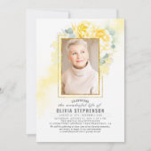 Invitation Faux jaunes Faded Folial Photo (Devant)