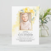 Invitation Faux jaunes Faded Folial Photo (Debout devant)