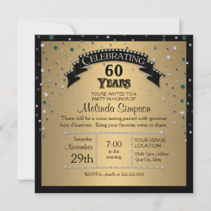 Invitation Faux Jewel Confetti Fête Anniversaire