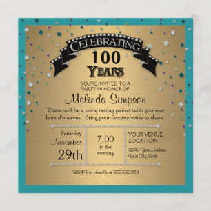 Invitation Faux Jewel Confetti Fête d'anniversaire