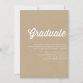 Invitation Faux Kraft Retro Bold Typographie Photo Graduation (Dos)