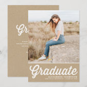 Invitation Faux Kraft Retro Bold Typographie Photo Remise de (Devant / Derrière)