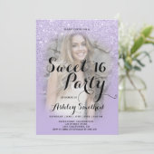 Invitation Faux lavande violette parties scintillant ombre ph (Debout devant)