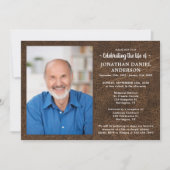 Invitation Faux Leather Photo Funérailles Célébration De La V (Devant)