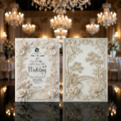 Invitation Faux Letterpress Effect Ornate Floral Wedding 