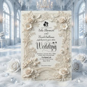 Invitation Faux Letterpress Effect Ornate Floral Wedding 