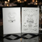 Invitation Faux Letterpress Swans Formal Black Tie Wedding