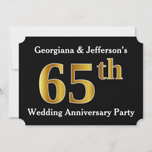Invitation Faux look or 65e anniversaire de mariage (Devant)