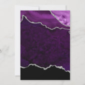Invitation Faux marbre d'agate violet et argent pour mariage (Dos)