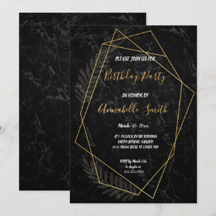 Invitation Faux Marbre Géométrique Fête d'anniversaire