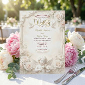Invitation Faux Marbre & Relief Angélique de Mariage en Or