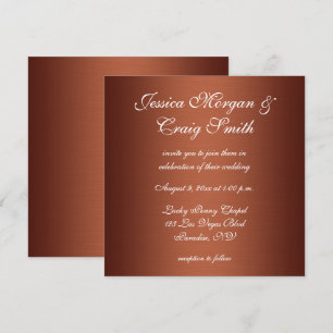 Invitation Faux Mariage Cuivre Ombré Brossé