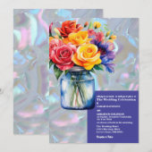 Invitation Faux mariage iridescent mère de perle (Devant / Derrière)