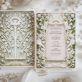 Invitation Faux Mariage sculpté en fleurs d'ivoire