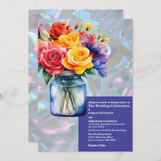 Invitation Faux Mère de Pearl Iridescente Mariage (Devant / Derrière)