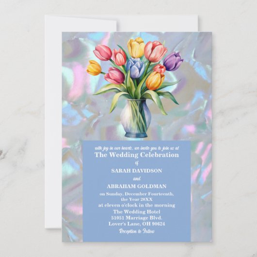 Invitation Faux Mère de Pearl Iridescente Mariage (Devant)