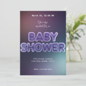 Invitation Faux Neon Baby shower Party (Debout devant)