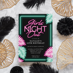 Invitation Faux Neon Girls Night Out Anniversaire