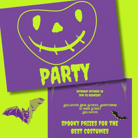 Invitation Faux Neon Halloween Party