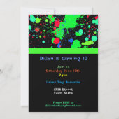 Invitation Faux Neon Paint Ball Splatz, Anniversaire (Dos)