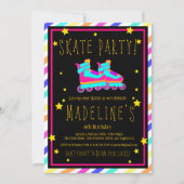 Invitation Faux Neon Roller Skate Chalkboard Arc-en-ciel Anni (Devant)