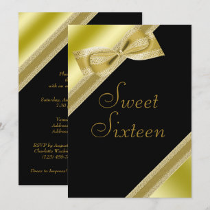 Invitation Faux Nœud et Ruban Élégant pour les 16 Ans de Nais