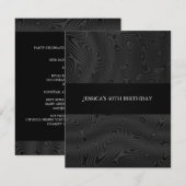 Invitation Faux Noirs Faux Tissus de soie Fête d'anniversaire (Devant / Derrière)