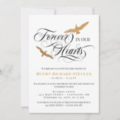 Invitation Faux Oiseaux D'Or Pour Toujours Dans Nos Coeurs Fu (Devant)