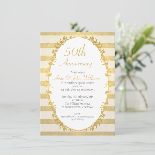 Invitation Faux Or 50e Anniversaire de Mariage (Debout devant)
