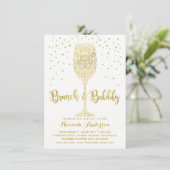 Invitation Faux Or & Blanc Brunch & Champagne Enterrement de  (Debout devant)