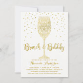 Invitation Faux Or & Blanc Brunch & Champagne Enterrement de  (Devant)