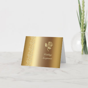 Invitation Faux Or cœurs imprimés et réponse de mariage Rose