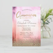 Invitation Faux Or Diamonds Ombre Quinceañera (Debout devant)