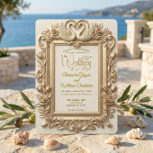 Invitation Faux Or Feuille Embossé Baroque Fleurs Mariage