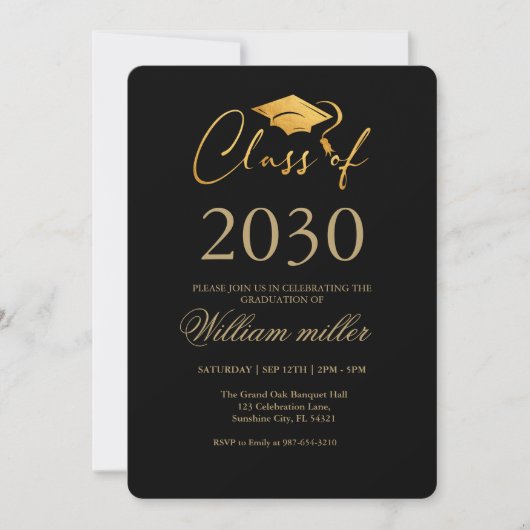Invitation Faux or Graduation de lycée chic Party (Devant)