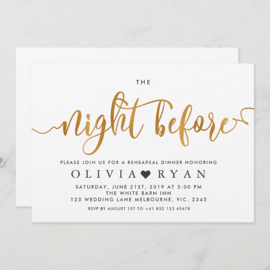 Invitation Faux or la nuit avant l'invitation (Devant / Derrière)