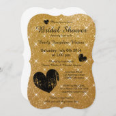 Invitation Faux or noir parties scintillant nuptiale invitati (Devant / Derrière)