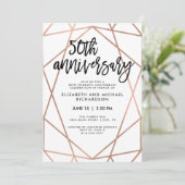 Invitation Faux or rose géométrique 50e anniversaire de maria (Debout devant)
